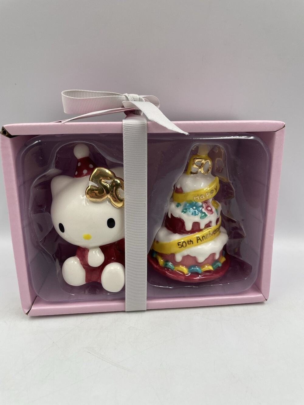 Blue Sky Clayworks Hello Kitty 50th Anniversary Salt & Pepper Shaker Set New Box